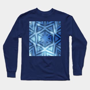 Blue striped kaleidoscope with bokeh Long Sleeve T-Shirt